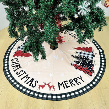 Christmas Tree Skirt 48 Inches Black White Buffalo Plaid Xmas Tree Skirt with Snowflake Merry Christmas Tree Skirts Christmas Tree Decorations for Christmas Holiday Home Decor Indoor Outdoor