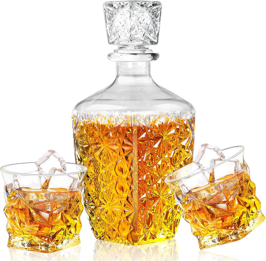 Whiskey Decanter Set,Liquor Decanter Set with 2 Glasses,Decanter set for Men,Decanter for