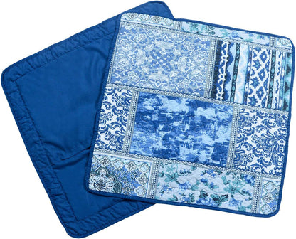NEWLAKE Blue Classic Bohemian Style Cotton Throw Pillow Covers (2 Pieces, 18X18 Inch)