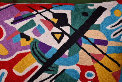 Lumbar Kandinsky Red Abstract Pillow Cover Modern Throw Pillowcase Modern Chair Cushion Red Contemporary Pillowsham Farmhouse Couch Cushions Hand Embroidered Wool Size 14x20