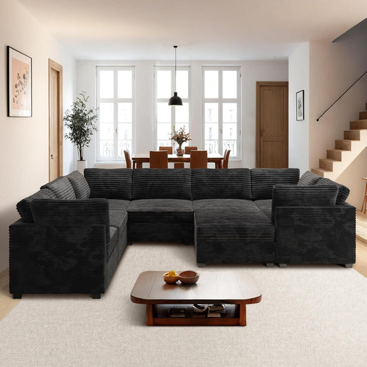 ovios Sectional Sofa Couch with U-Shape Chaise Sofa Bed, Comfy Modular Cloud Couches with Deep