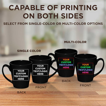 DISCOUNT PROMOS Custom Glossy Ceramic Latte Coffee Mug 12 oz. Set of 10, Personalized Bulk Pack - Perfect for Tea, Espresso, Cappuccino, Hot Cocoa - Black