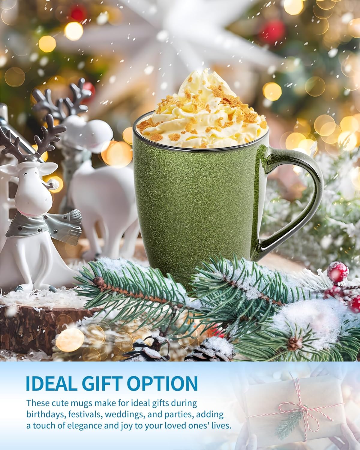 Ceramic Mugs 12oz,Large Ceramic Coffee Cups for Men, Women, Dad, Mom, Modern Coffee Mugs With Handle For Tea,Latte,Cappuccino,Cocoa. (green and blue 4pack)