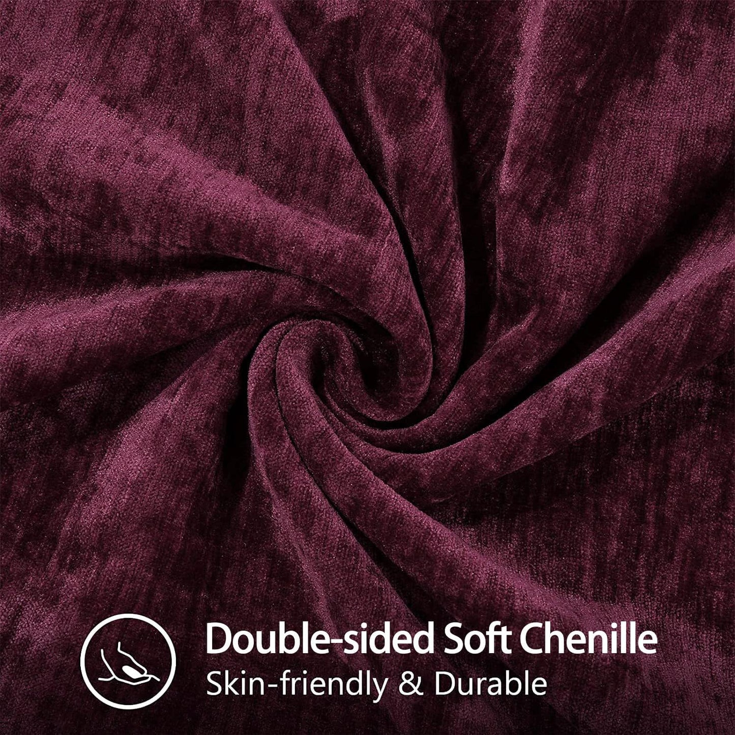 decorUhome Chenille Soft Throw Pillow Covers 18x18 Set of 2, Farmhouse Velvet Neutral Decorative Euro Pillow Covers with Stitched Edge for Couch Sofa Bed Home Decor, Rhododendron