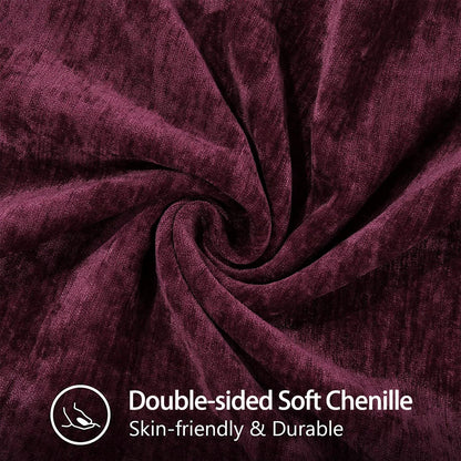 decorUhome Chenille Soft Throw Pillow Covers 16x16 Set of 2, Farmhouse Velvet Neutral Decorative Euro Pillow Covers with Stitched Edge for Couch Sofa Bed Home Decor, Rhododendron