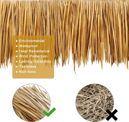16.5ft Tiki Straw Roof Thatch-Mexican Style Artificial Palm Thatch Rolls Tiki Bar Hut Grass Duck Boat Blinds Grass Palapa Thatch Roofing for Garden Patio Umbrella Fence Party Decoration (198'' x 16")