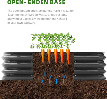 DaisyVibe Raised Garden Bed Kit, Planter Raised Garden Boxes Outdoor, Oval Large Metal Raised Garden Beds for Vegetables Flowers (Grey, 6.5ftx2ftx1ft)