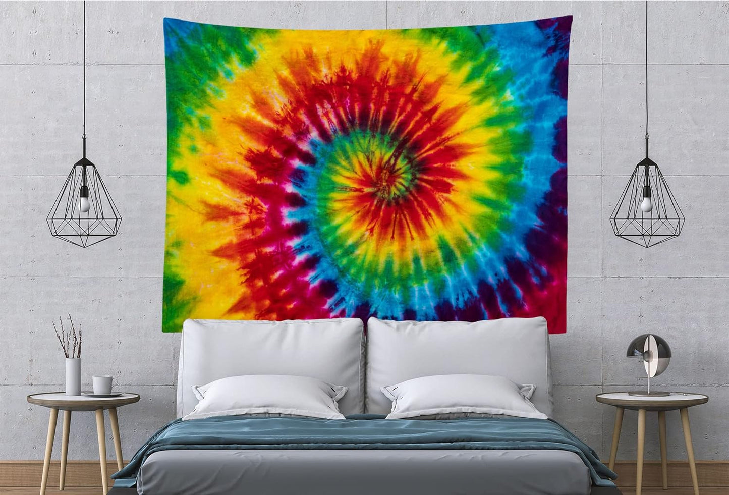 Loccor Tie Dye Tapestry Colorful Red Blue Yellow Green Orange Purple Retro Abstract Psychedelic Swirl Wall Hanging for Living Room Bedroom Dorm Home Decor 106''x70''