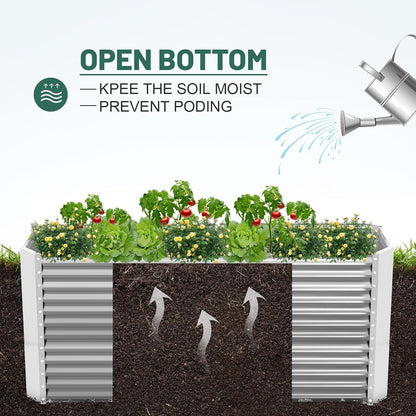 Land Guard 6x3x3ft Rectangular Galvanized Raised Garden Beds, Large-Capacity Metal Planter Box Outdoor, Durable Deep Raised Garden Bed 3ft Tall, Raised Beds for Gardening Vegetables, Classic Silver
