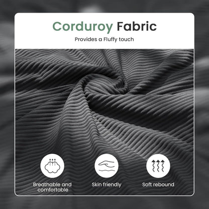 3 Seater Corduroy Couch for Living Room, 89” Black Cloud Sofa, Deep Seat Floor Couch for Bedroom, Futon Modern Sofa Sectional Bed, Black Corduroy