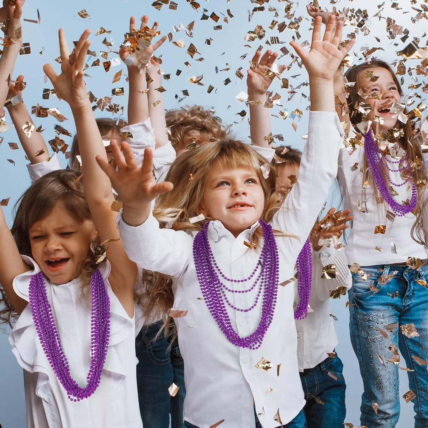 50PCS Mardi Gras Beads, Purple Bead Necklace Party Favors, 33" Necklaces, Festival Parade Throw Accessories for Halloween Mardi Gras Wedding Birthday Celebrations Decorations