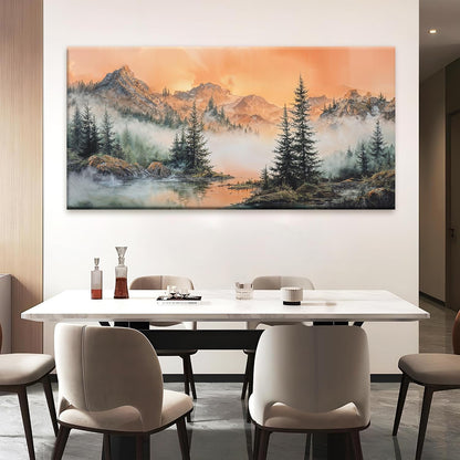 Mountain Wall Art For Living Room Large Size Canvas Art Wall Decor For Office Modern Bedroom Decorations Forest River Landscape Pictures Paintings Artwork Wall Mural Aesthetic Artwork 29 X 58 In