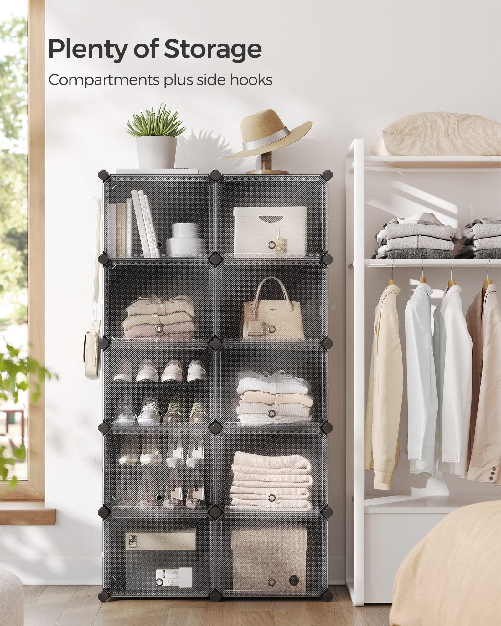 SONGMICS Shoe Rack, 10-Tier with Doors, 40-Pair Storage Cabinet