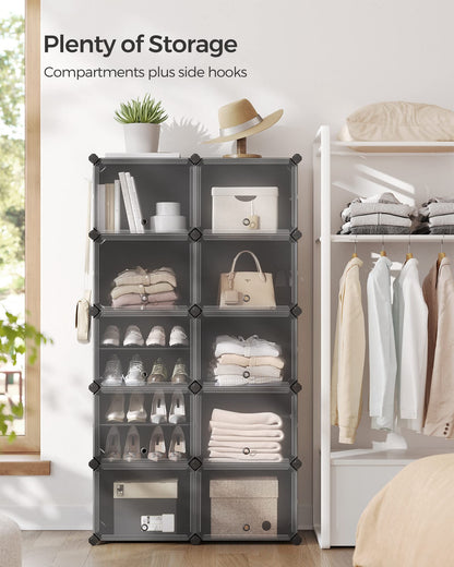SONGMICS Shoe Rack, 10-Tier with Doors, 40-Pair Storage Cabinet