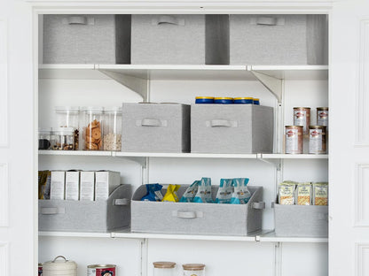 StorageWorks Storage Baskets for Shelves, Foldable Fabric Closet Storage Bins with Handles, Fabric Storage Bins Clothes Organizer, Light Grey, 3-Pack, Large