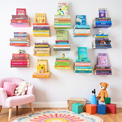 Floating Invisible Bookshelf Wall Mounted (Set of 4) - Aluminum - Turn Books into Floating Shelves