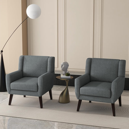 UIXE Accent Chairs Set of 2, Fabric Upholstered Armchair for Living Room, Comfy Arm Chair Single