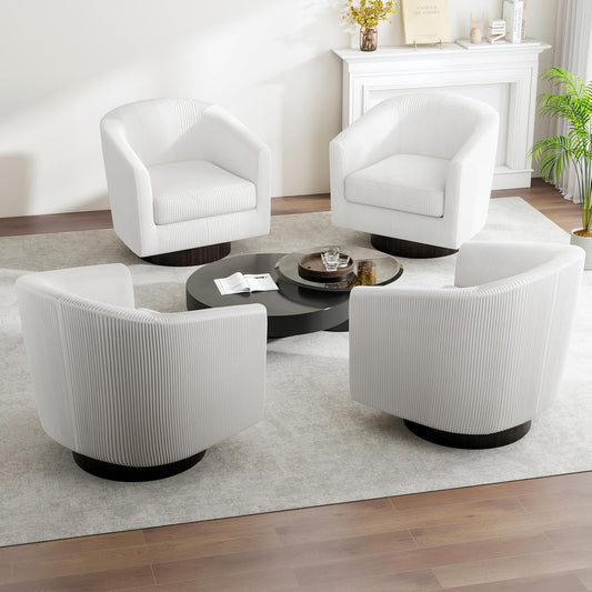 Swivel Barrel Accent Chair, Modern Round Corduroy Fabric Arm Chair for Living Room, Bedroom, Comfy