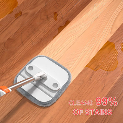 Mop and Bucket Set, Spin Mop with Self Seperates Dirty Water System, Square Mops for Floor Cleaning, 360 Rotating Foldable Standing Mop Head, Versatile Mops for Walls (Mop Bucket with 6 Pads)