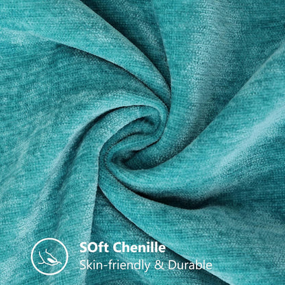 decorUhome Chenille Soft Throw Pillow Covers 20x20 Set of 2, Farmhouse Velvet Neutral Decorative Euro Pillow Covers with Stitched Edge for Couch Sofa Bed Home Decor, Turquoise