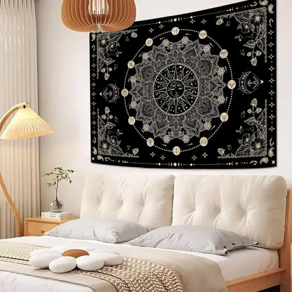 Lunerfex Sun and Moon Mandala Tapestry Boho Tapestry for Bedroom Black and White Tapestries Wall Hanging Living Room Wall Art and Home Decor 70x90