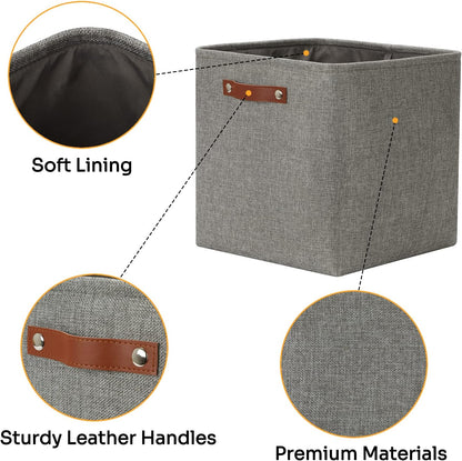 DULLEMELO Cube Storage Boxes,13 inch Fabric Baskets Closet Storage Bins for Home Organization and Storage,Stackale Gift Baskets Empty for Nursery Clothes Toys Kids Storage(Grey)