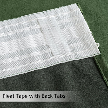 MIULEE Olive Green Velvet Curtains 102 inches 2 Panels - Pinch Pleated Luxury Room Darkening Curtains for Bedroom Living Room Thermal Insulated Super Soft Window Drapes Rod Pocket, W52 x L102 inch