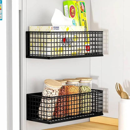 Magnetic Basket Fridge Organizer Wire Bins Pencil Holder Whiteboard Accessories Home Kitchen Organization (White-Low)