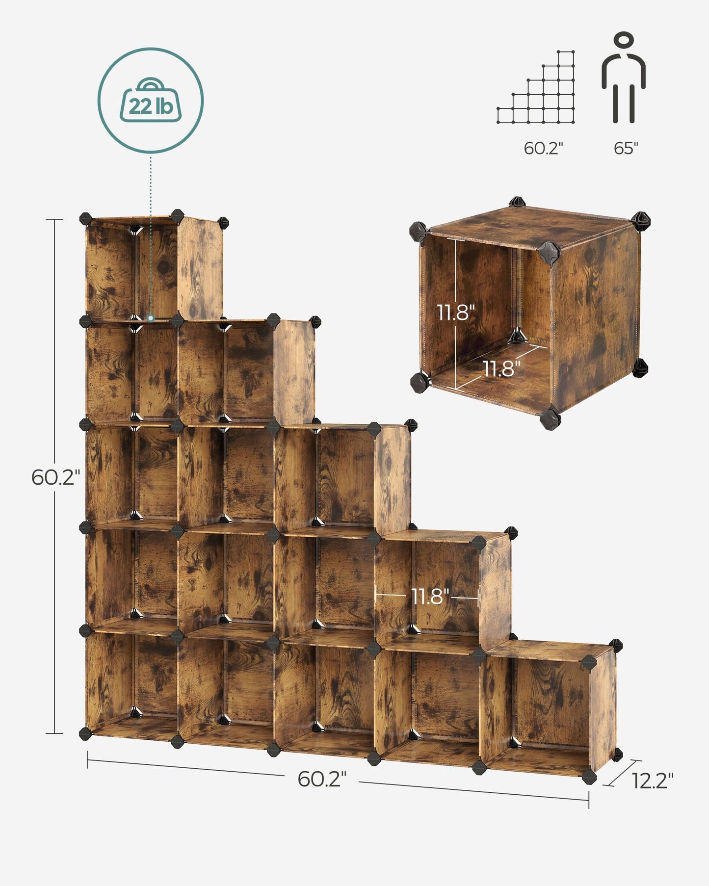 SONGMICS Cube Storage Organizer, Set of 16 Plastic Cubes, Closet Organizers and Storage, Room