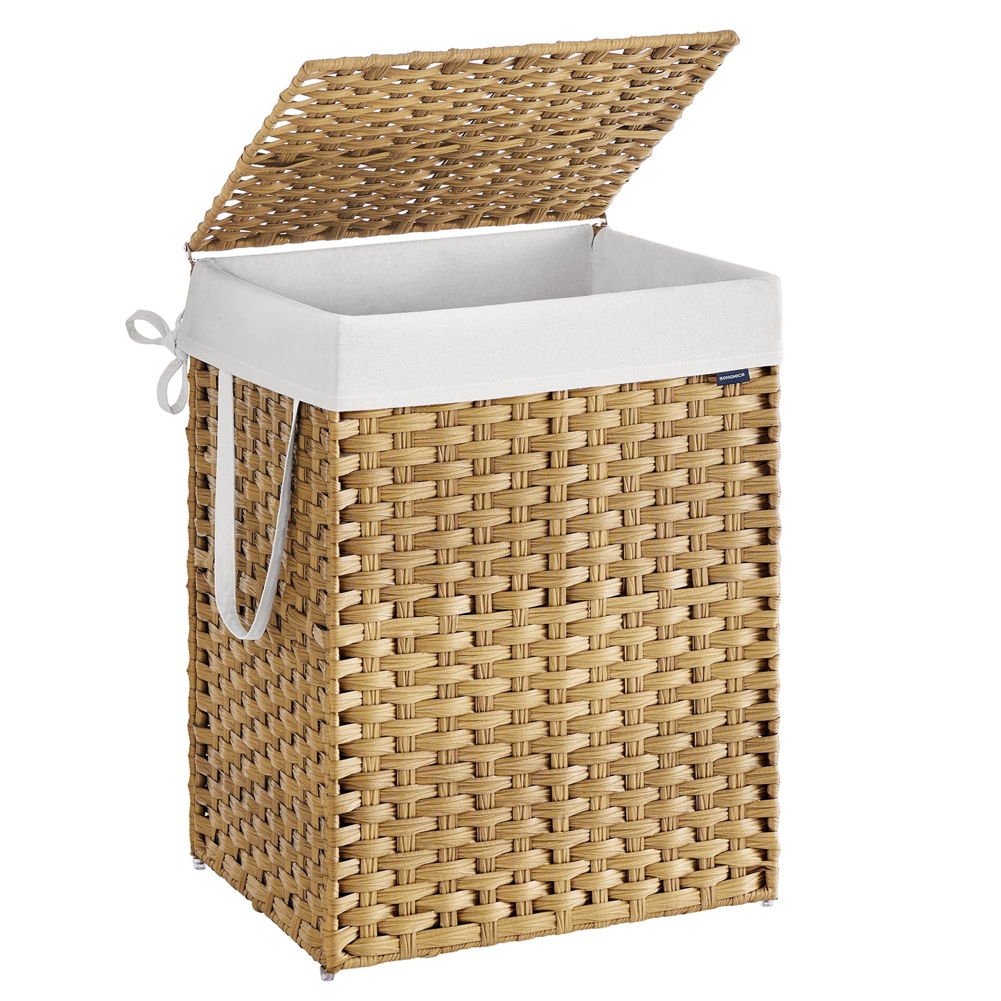 SONGMICS Laundry Hamper with Lid, 29.1 Gallon (110 L) Synthetic Rattan Clothes Laundry Basket with