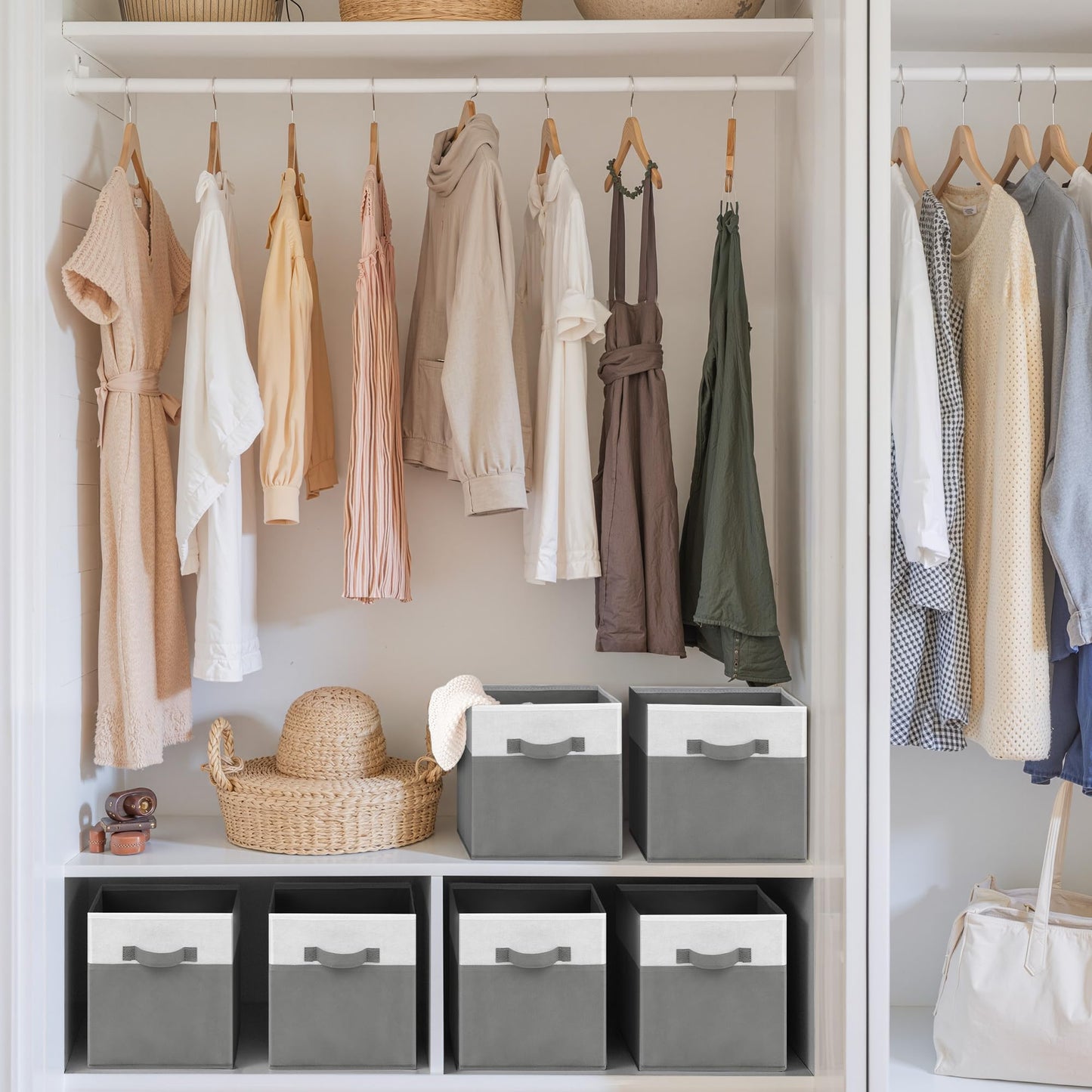 Cupic Cupid 6-Pack 11x11 Storage Cube, Fabric Storage Cubes, Gray and White