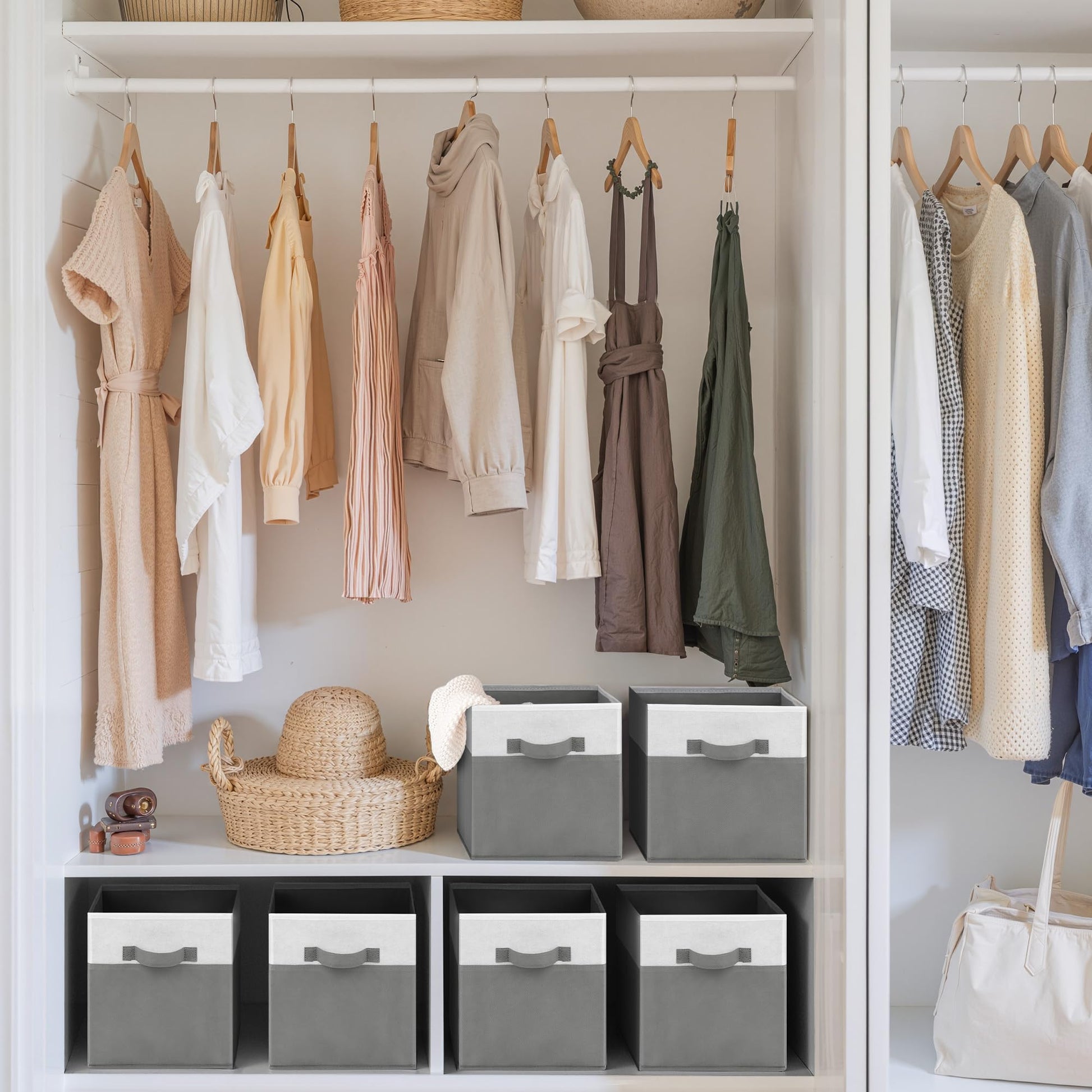 Cupic Cupid 6-Pack 11x11 Storage Cube, Fabric Storage Cubes, Gray and White