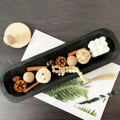 Wooden Dough Bowl Decor, Vintage Wooden Bowl Hand Carved Home Decor for Dining Table Center, Living Room, Kitchen Decor. (20inch black)