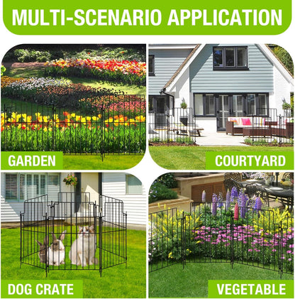 Decorative Garden Fence Fencing Panels,Rustproof Metal No-Dig Animal Barrier,Flower Bed Edging Dog Fence for Yard, Garden, Patio, Rabbits,Vegetable Plots (26 Panels-17in(H) x28ft(L)