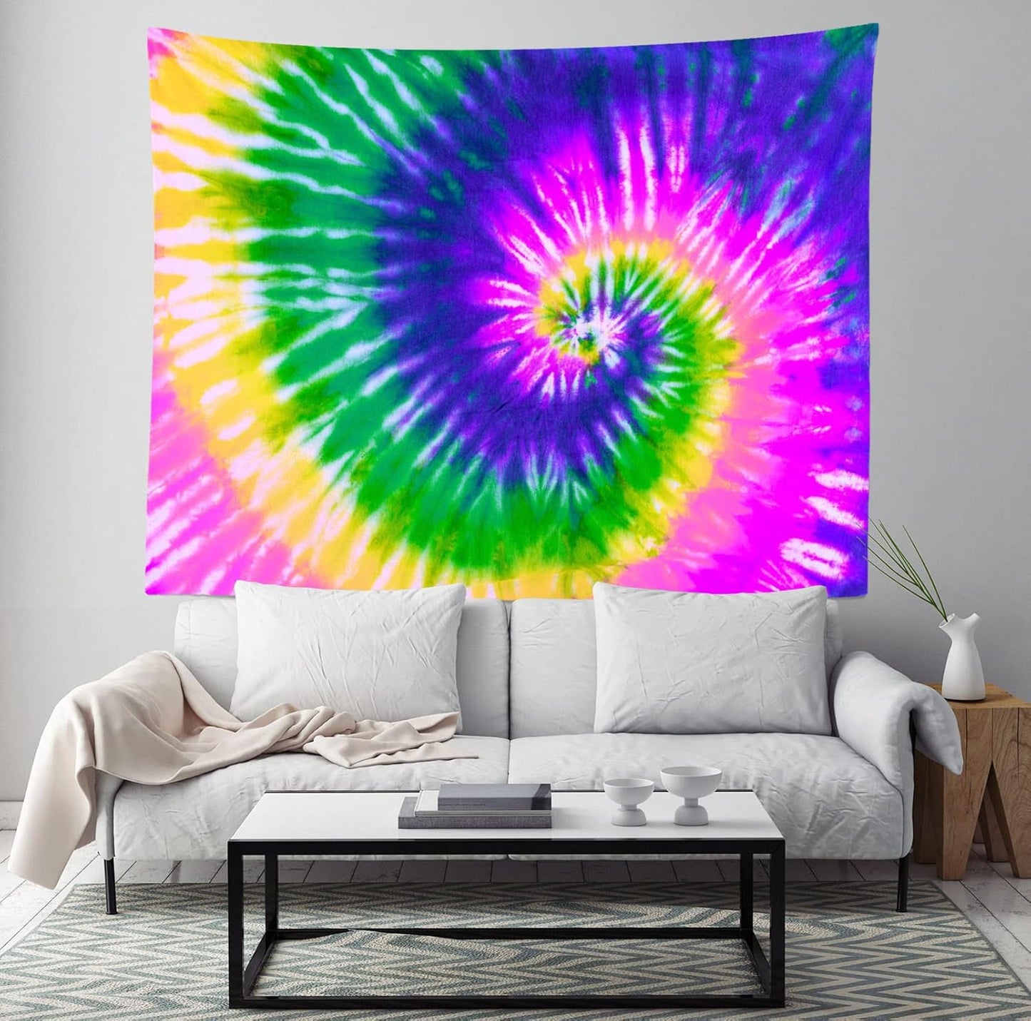 BELECO Tie Dye Tapestry Fabric Wall Hanging 106x70 Inch Hippie Tapestry 60's Tie Dye Wall Decor Watercolor Rainbow Spiral Tie Dye Art Tapestries for Bedroom Living Room Dorm Home Decor