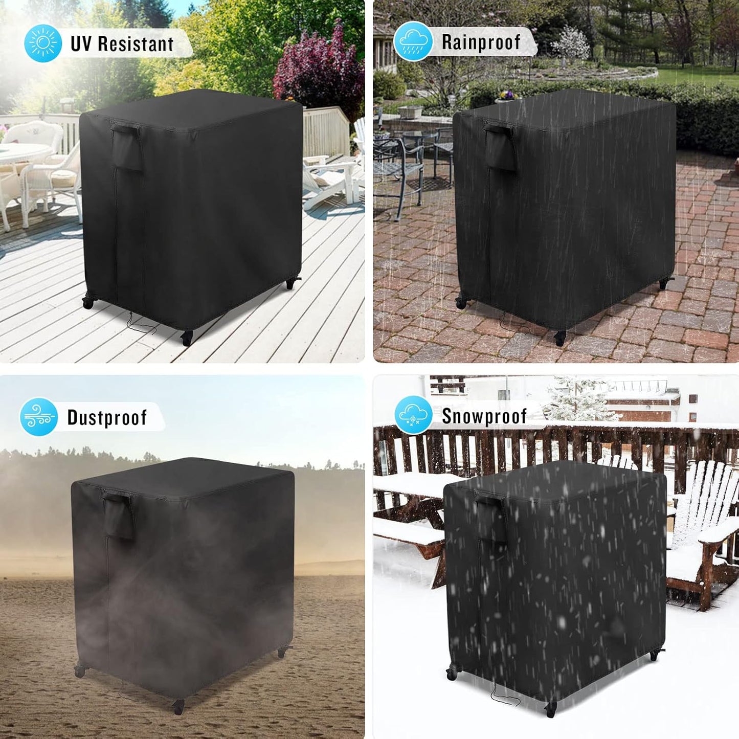 Kingling Outdoor Pizza Oven Table Cover for Ooni Large Table, Waterproof Outdoor Grill Prep Table Cover Pizza Oven Stand Cover - 32''L x 32''W x 35''H(Black)