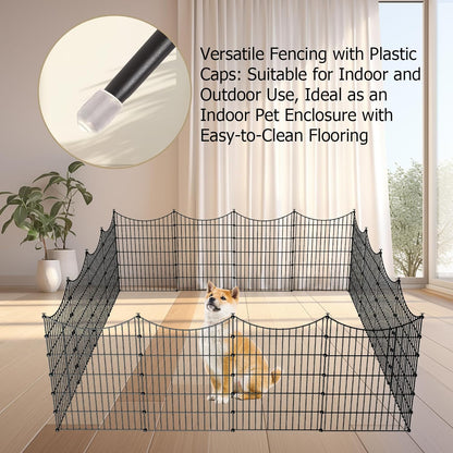 10 Panels Garden Fence Dog Fence Outdoor for Yard, 40in H x 23.6ft L Rustproof Metal Fencing with Ground Stakes | No Dig Animal Proof Containment for Pets/Rabbits | Durable Patio Security Panels