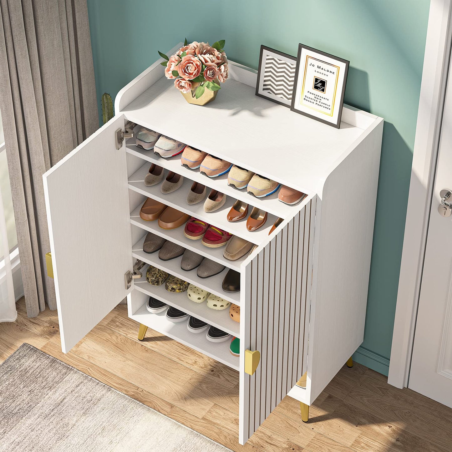 Tribesigns Shoe Cabinet with Doors, 6-Tier Shoe Storage for Entryway