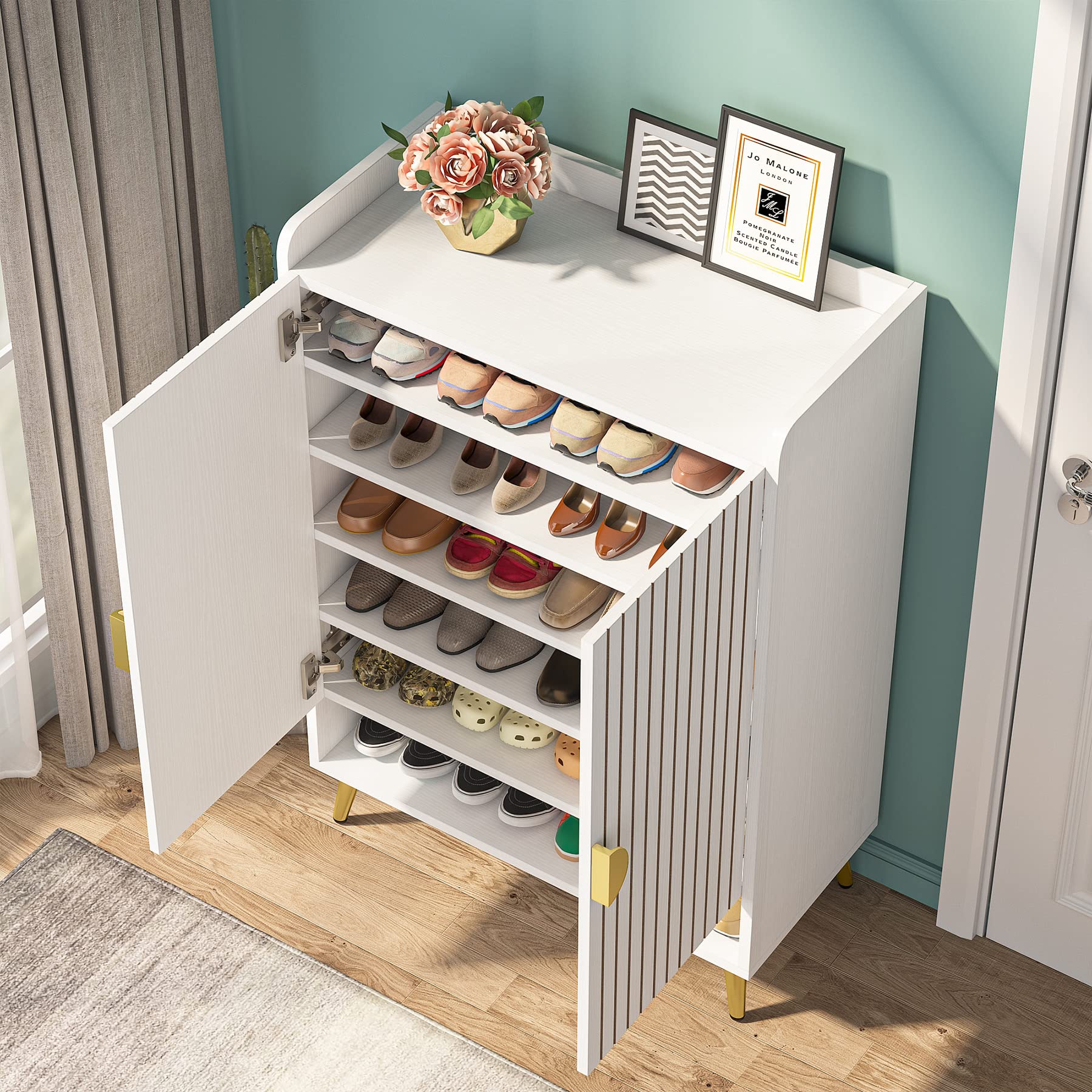 Tribesigns Shoe Cabinet with Doors, 6-Tier Shoe Storage for Entryway
