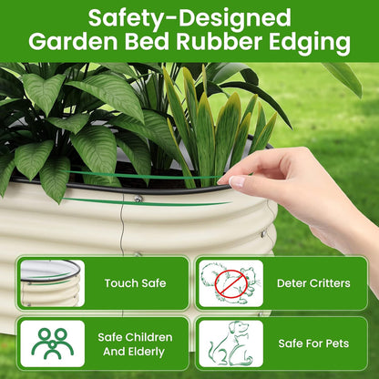 Raised Garden Beds 8 X 2 X 1.4Ft, Galvanized Raised Garden Beds Outdoor Planter Box for Vegetables, Gardening, Flowers, Fruits etc (Ivory)