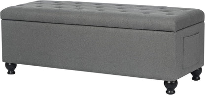 Storage Ottoman Bench 46 Inch Ottoman Bench with Storage Fabric Tufted Benches for End of Bed, Upholstered Ottomans Benches King Size with Hinged Lid for Living Room Bedroom Grey
