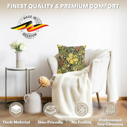 Charlotte Home Furnishings Throw Pillow Covers, Decorative Boho Pillow Cover for Couch, Living Room, Golden Lily Black Square Cushion Cases 18x18 in, European Cotton Jacquard Woven, Cozy Bedroom Decor