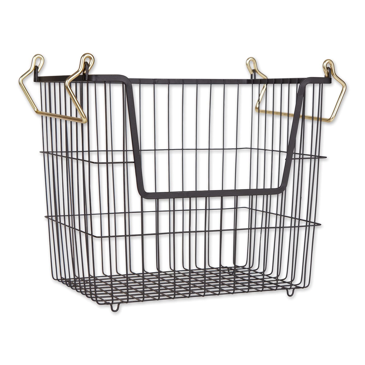 DII Metal Wire Utility Storage Bin, Large Rectangle, 13x10x11", Black/Gold