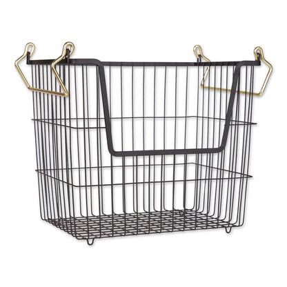 DII Metal Wire Utility Storage Bin, Large Rectangle, 13x10x11", Black/Gold