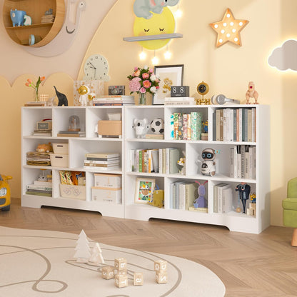 Book Shelf, 8 Cubes Storage Organizer, 3-Tier Open Shelf Wooden Bookcase, Freestanding White Bookshelf Cube Shelf for Bedroom, Living Room, Home Office