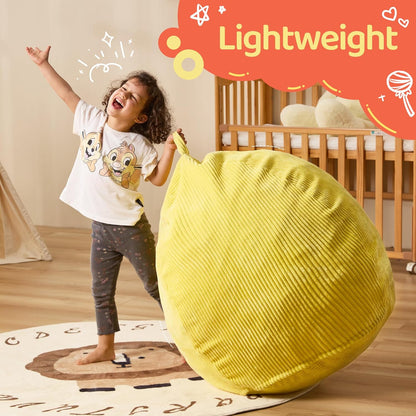 Bean Bag Chairs Teardrop Bean Bag Chair Beanbag Chair with Memory Foam Filled Machine Washable Cover for Living Room, Bedroom (Small,Yellow)