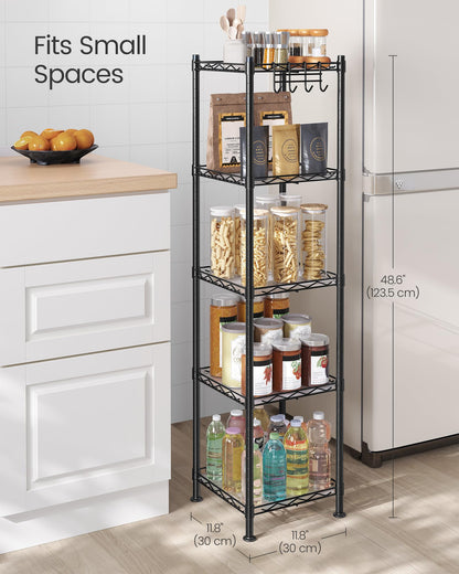 SONGMICS Storage Shelf, Bathroom Shelf, 5 Tier, Ink Black