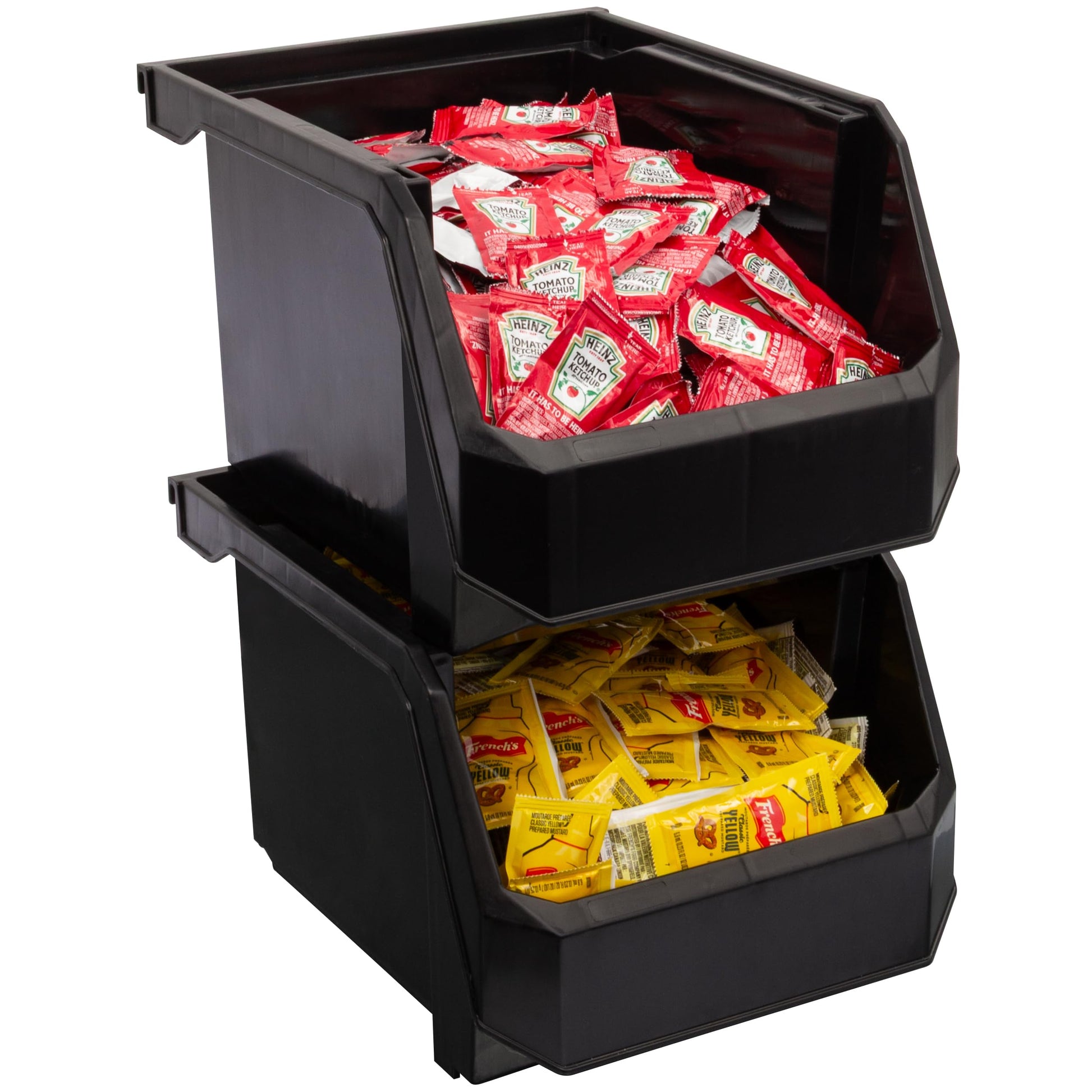 ReadySpace Medium-Tall Stackable Plastic Storage Bins, 4-Pack, Black