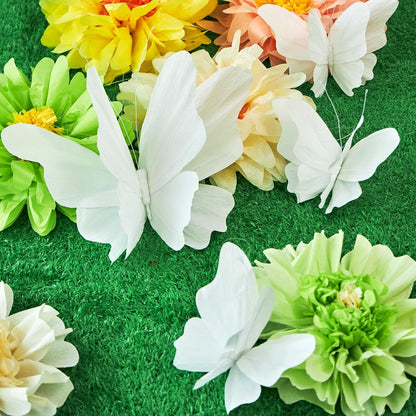 SUNBEAUTY Large Butterfly Party Decorations, 3D White Paper Butterflies Wedding Decoration, Hanging Butterflies for Baby Shower Decorations Girls, Women, Paper Flowers for Wall Decoration, Set of 4