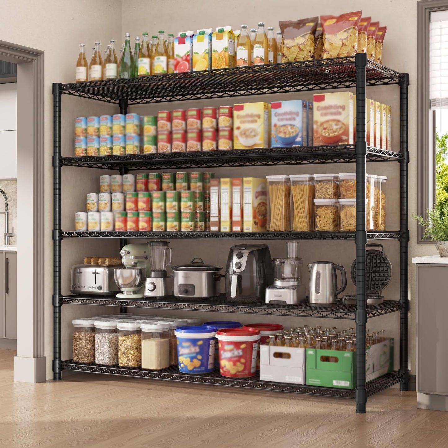 Garvee 76.8" H Storage Shelves 5-Tier Garage Shelving Adjustable for Pantry
